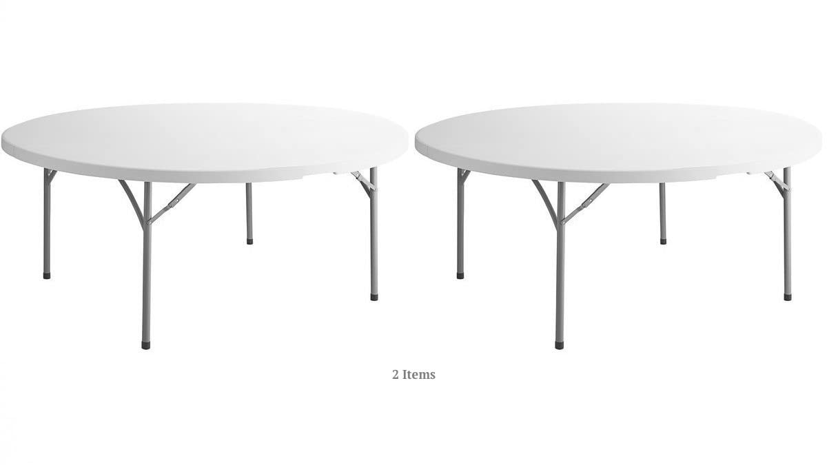 White 72 Inch Round Plastic Folding Table 2 Pack K43192