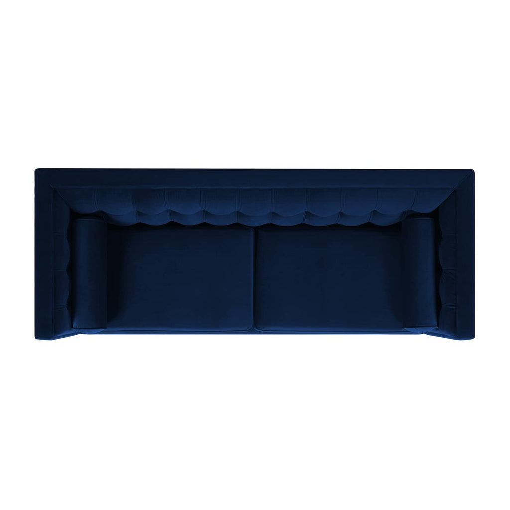 Navy Blue Velvet Tufted Sofa F455757