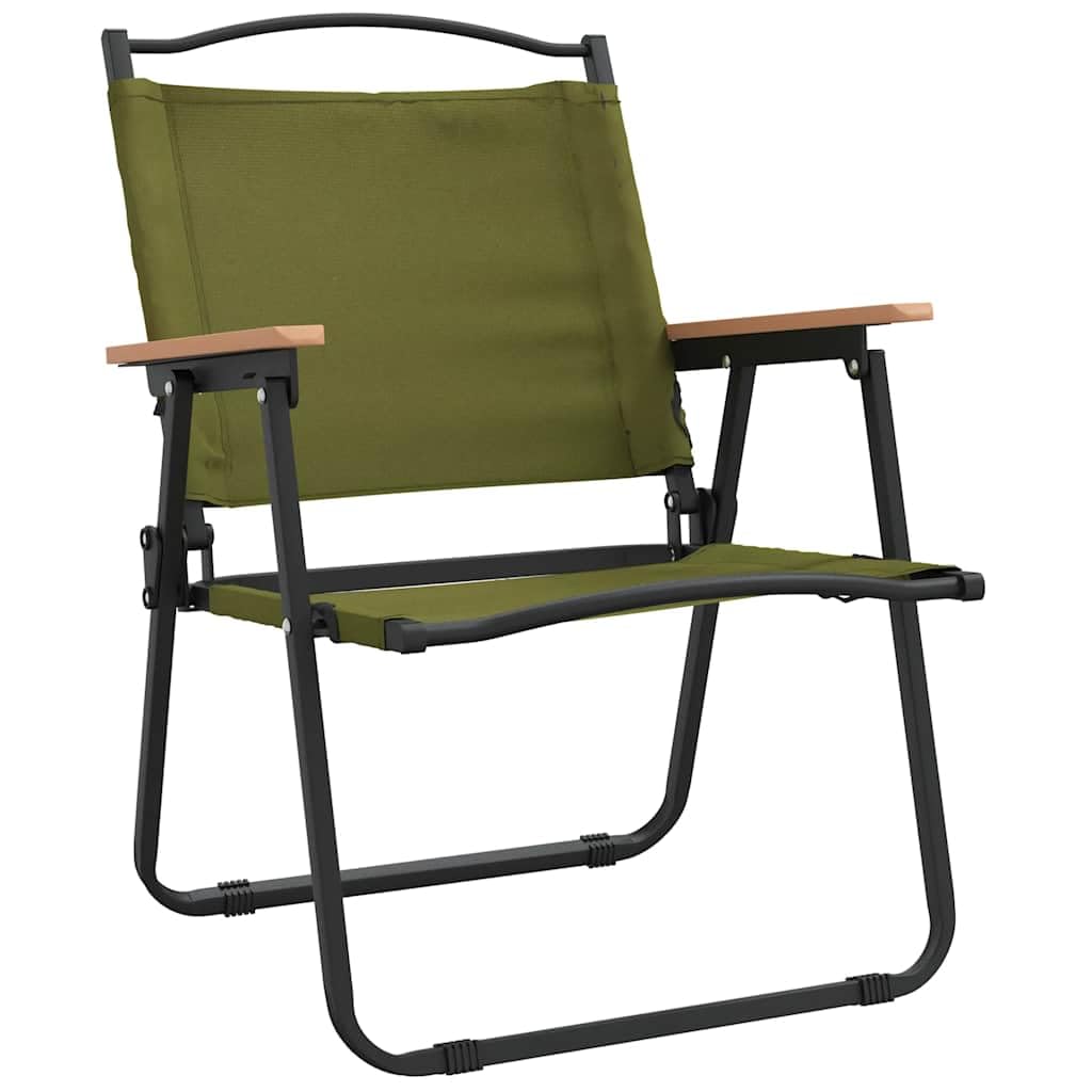 Green Oxford Fabric Folding Camping Chairs 2 Pack Q40292