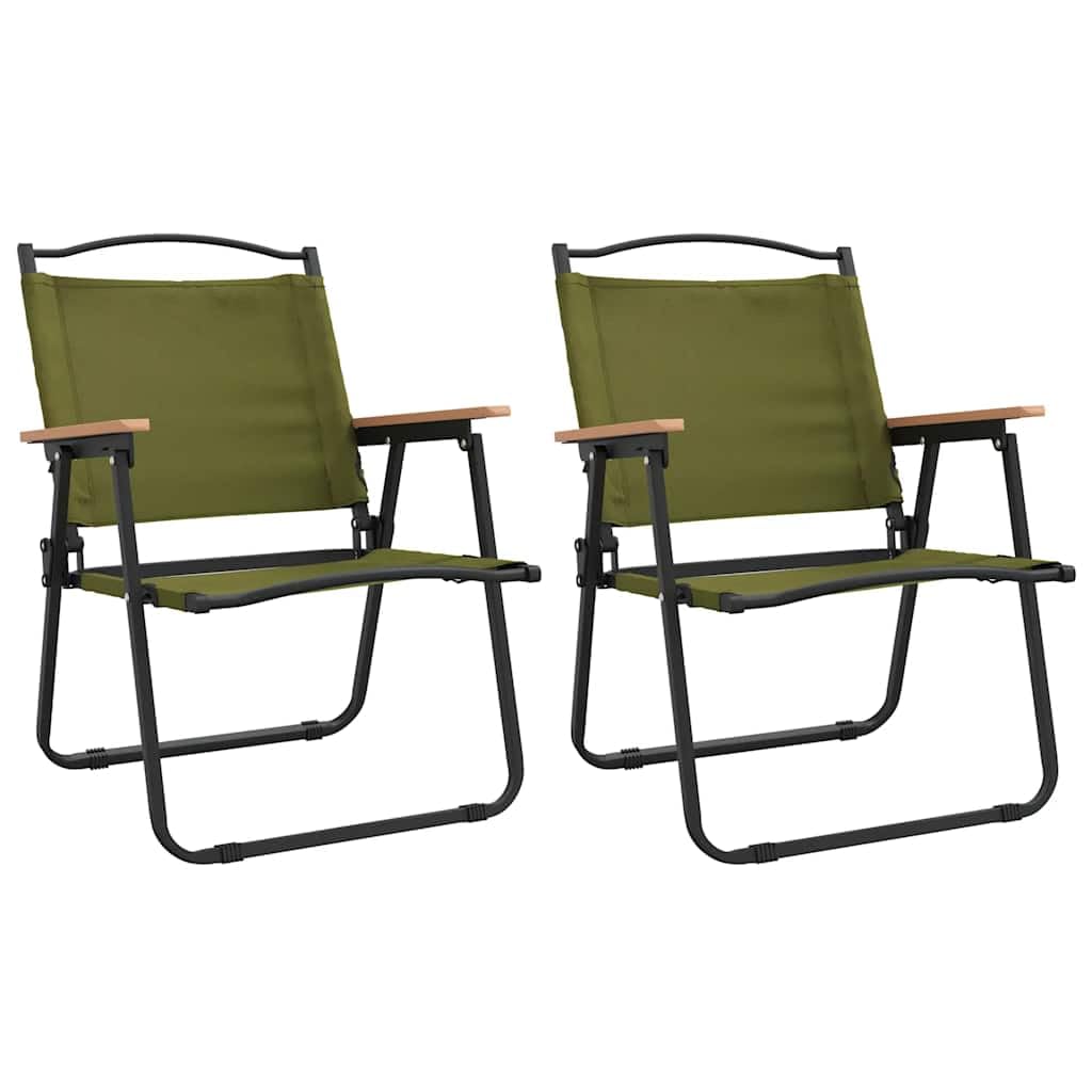 Green Oxford Fabric Folding Camping Chairs 2 Pack Q40292