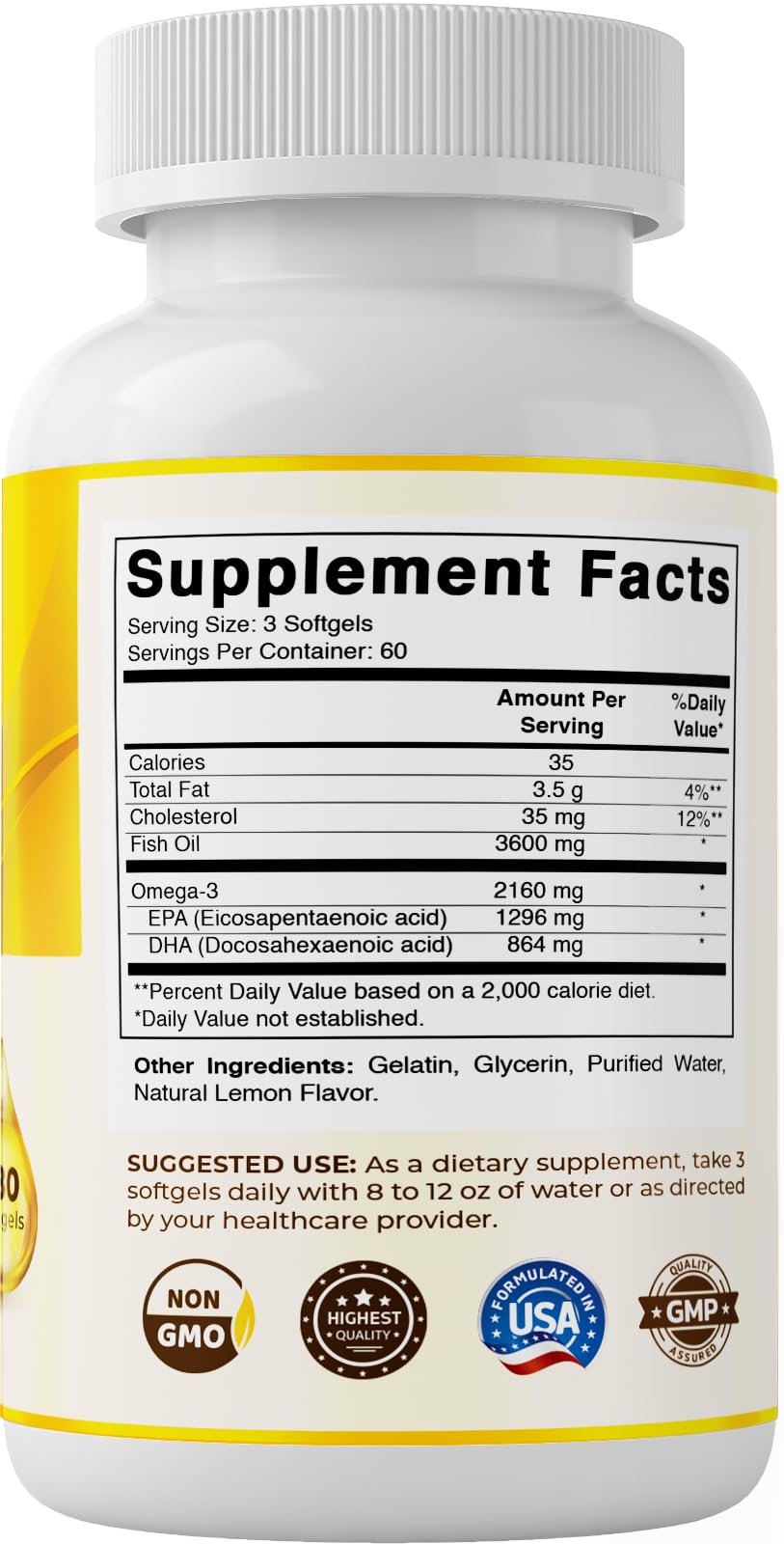 Omega 3 Fish Oil 3600mg Softgels O19504