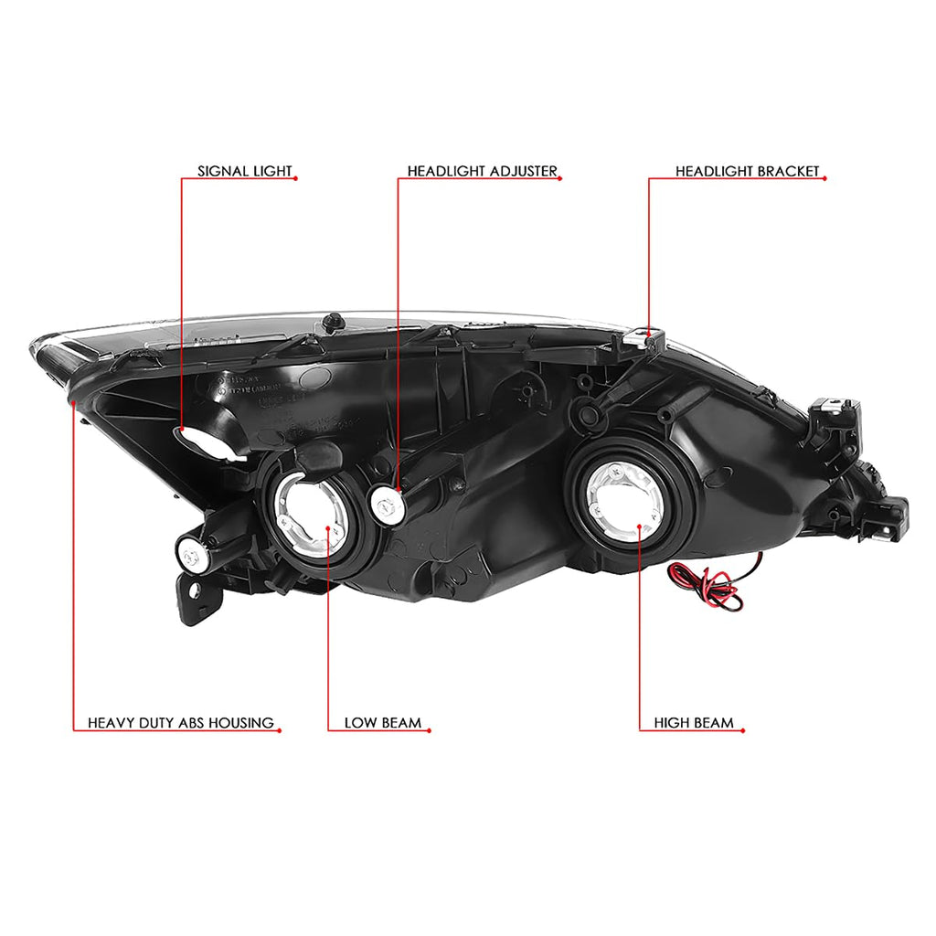 Headlight Assembly Left Right LED DRL Headlamp Set Black Housing Clear Corner F866158
