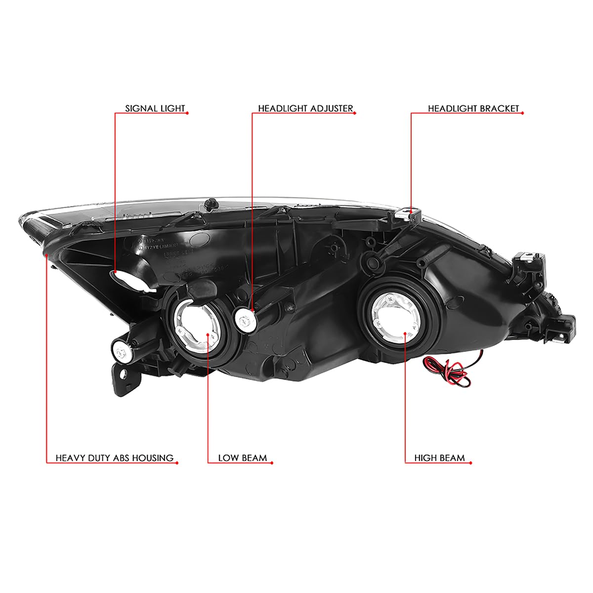 Headlight Assembly Left Right LED DRL Headlamp Set Black Housing Clear Corner F866158