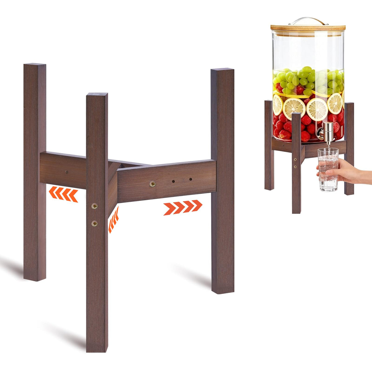 Adjustable Bamboo Drink Dispenser Stand for 2-5 Gallon X763532