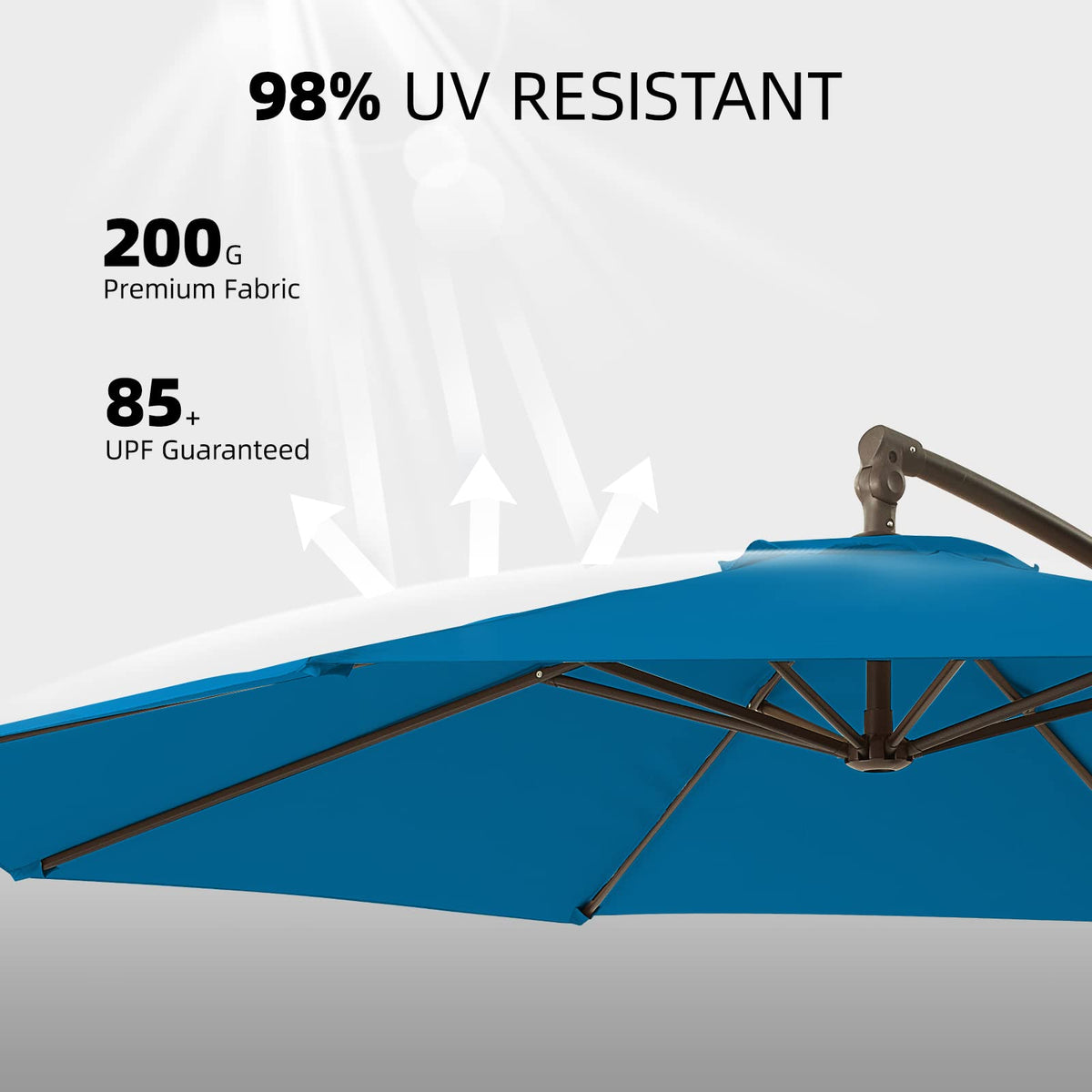 10ft Blue Offset Cantilever Patio Umbrella with Base M538
