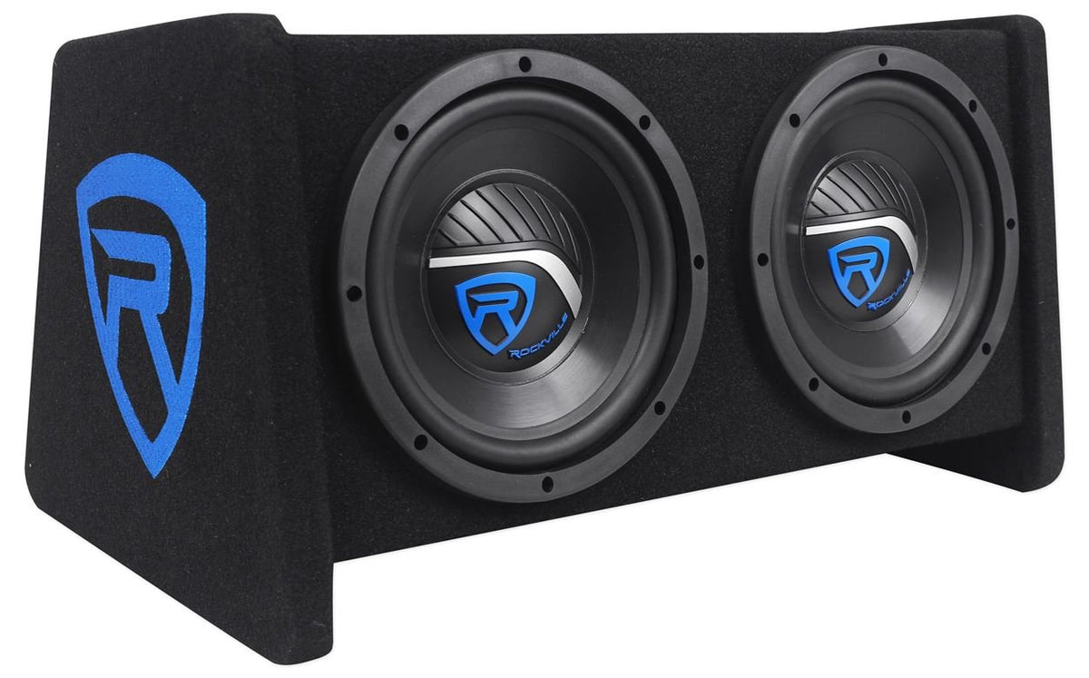 Dual 8" Car Subwoofer Enclosure with Mono Amp & Wiring Kit S699065