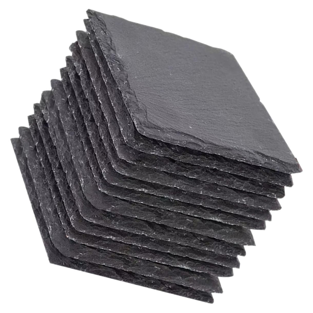 Black 12pcs Natural Stone Cup Coaster Set H3549