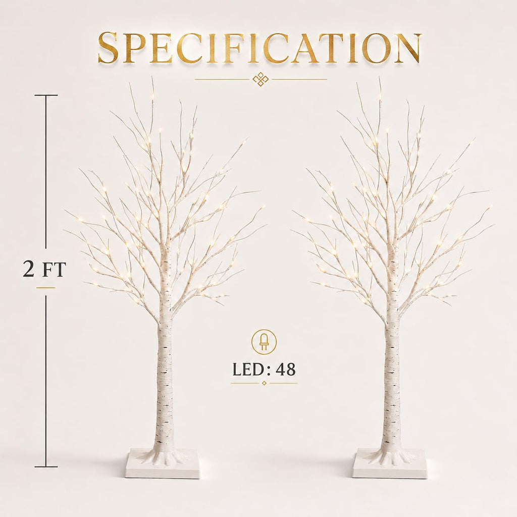 Birch Tree with Lights 2FT 2Pack Y5564