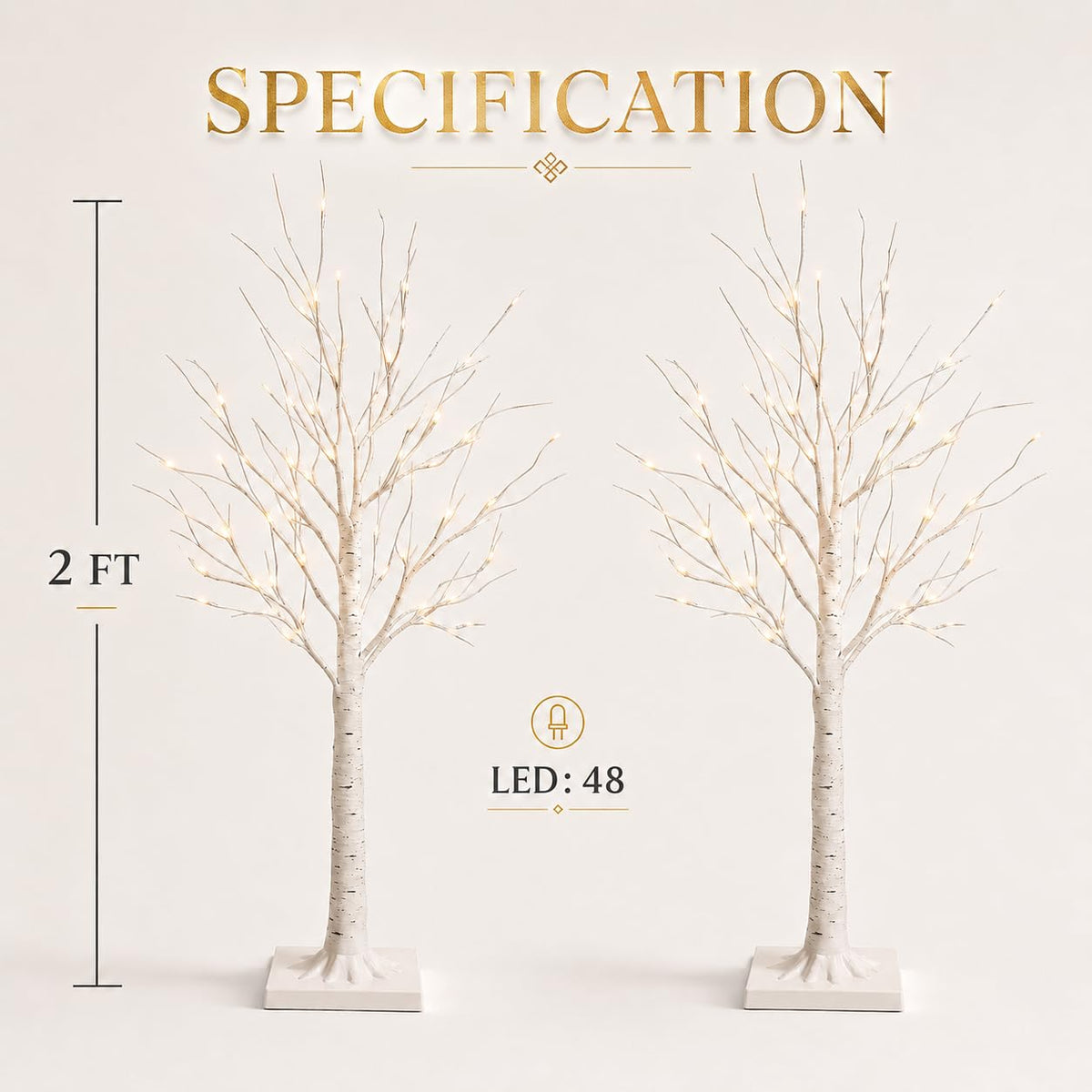Birch Tree with Lights 2FT 2Pack Y5564