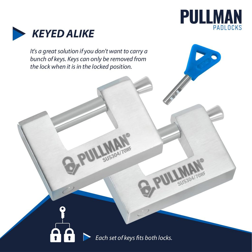 Heavy Duty Keyed Alike Padlocks with 4 Keys 2 Pack 70mm I9854