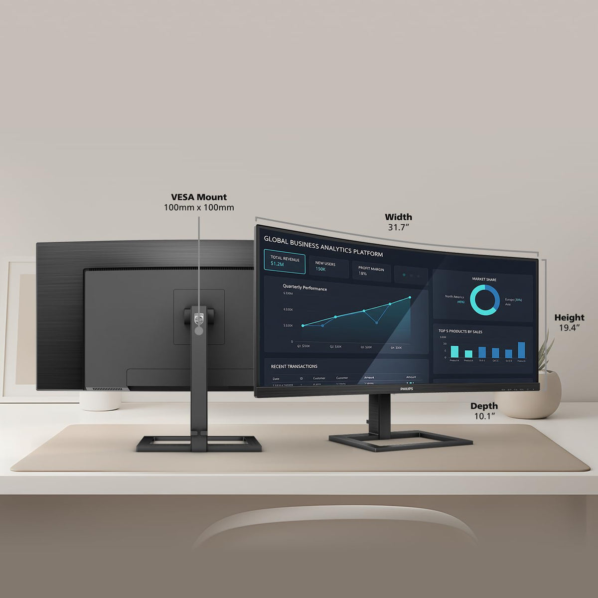 34 Inch Curved UWQHD Computer Monitor T620774