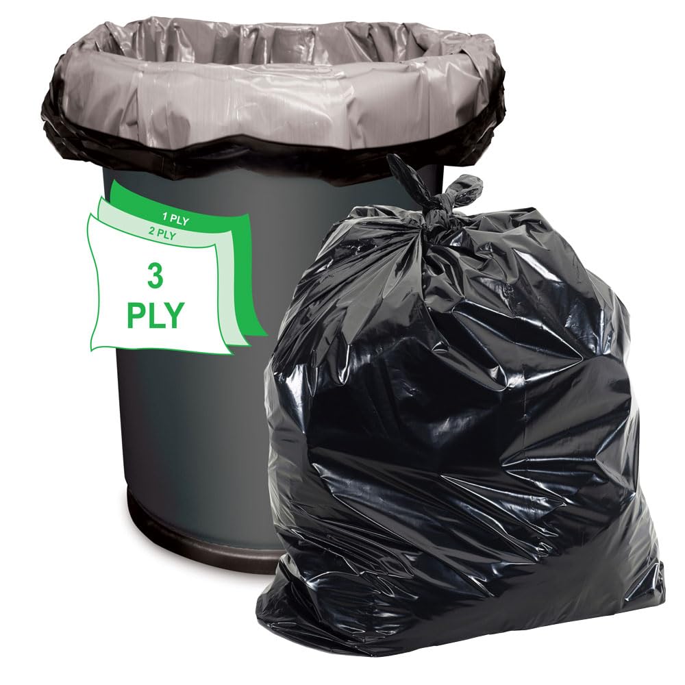 44 Gallon Black Heavy Duty Trash Bags Pack of 100 L614870