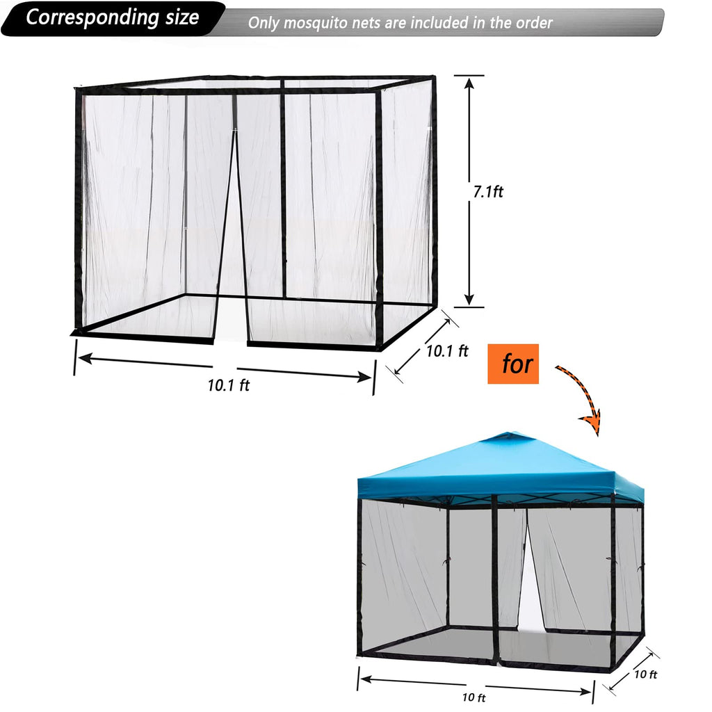 10x10 Mosquito Netting with Double Door Side Screen Black X847720