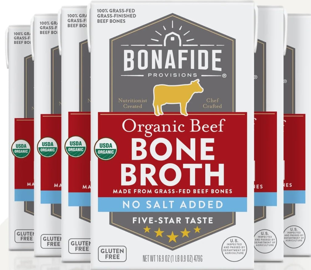 Organic Beef Bone Broth No Salt Added 16.9oz 6 Pack V335