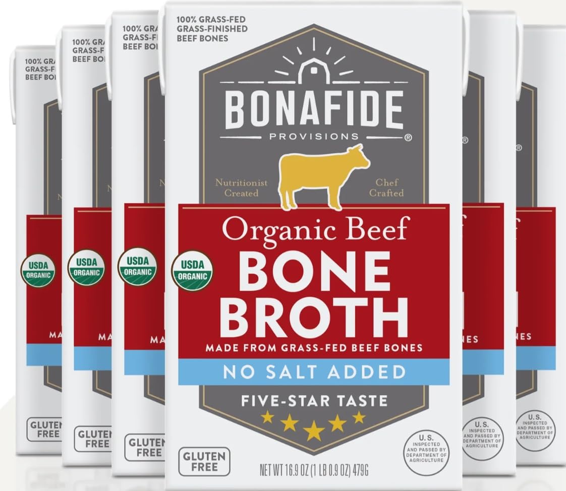 Organic Beef Bone Broth No Salt Added 16.9oz 6 Pack V335