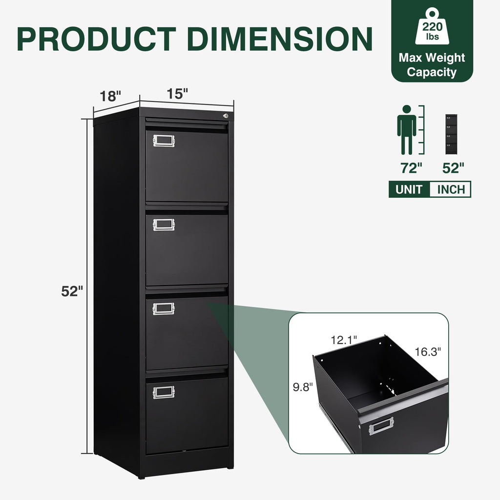 4 Drawer Metal File Cabinet with Lock M63456