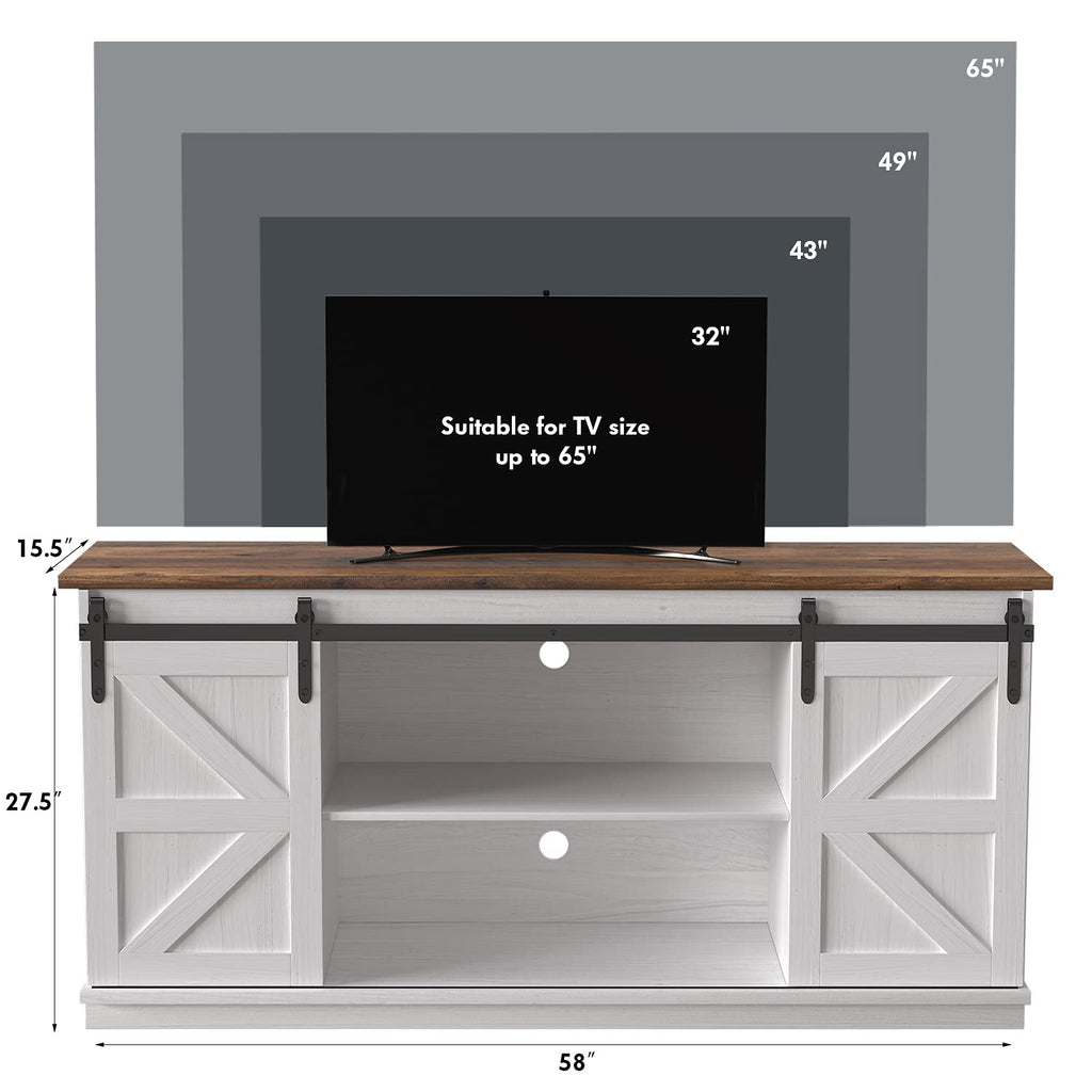 Bright White Mid Century Modern TV Stand for 65 Inch TV G2685