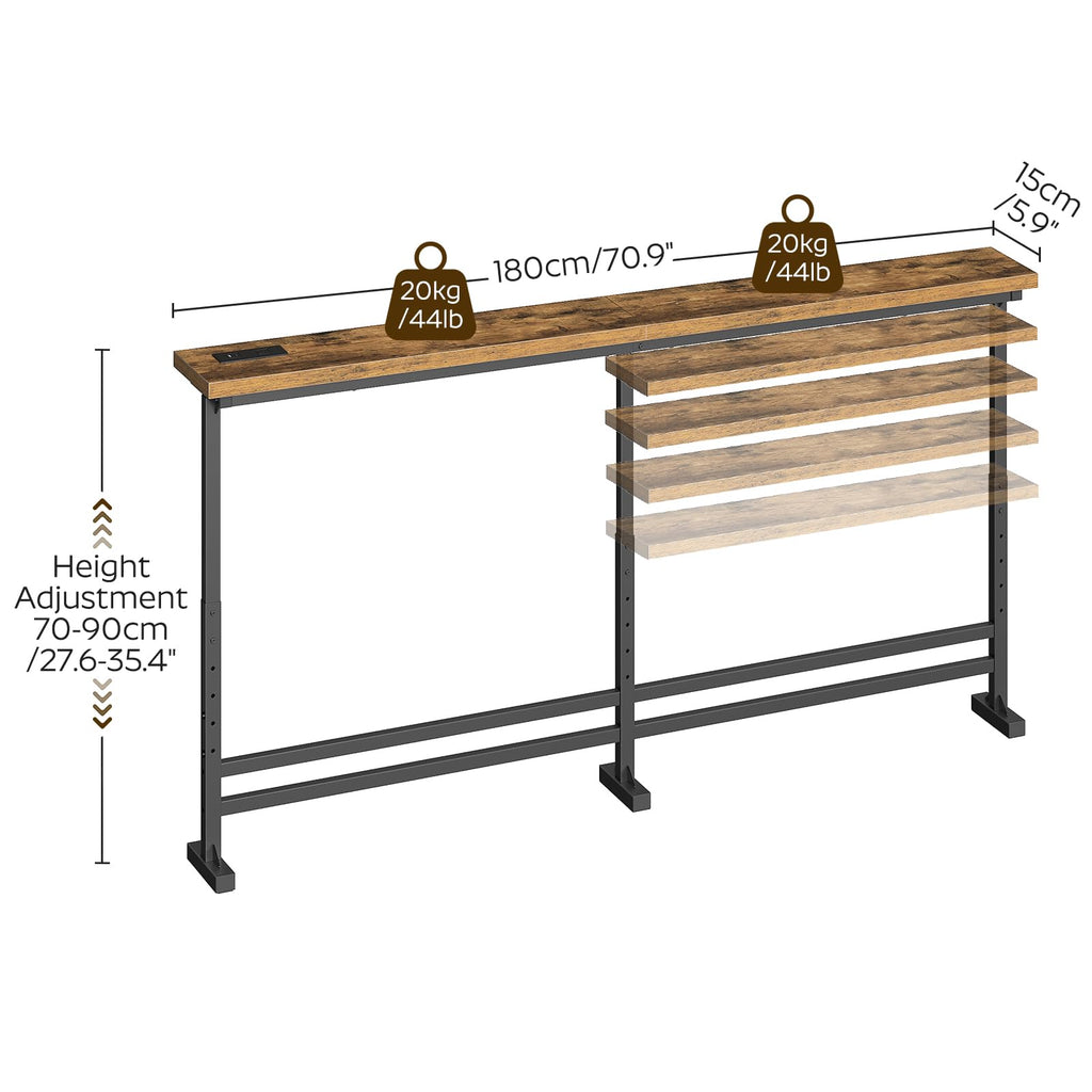 70.9" Console Table with Adjustable Height and Power Outlet V7519