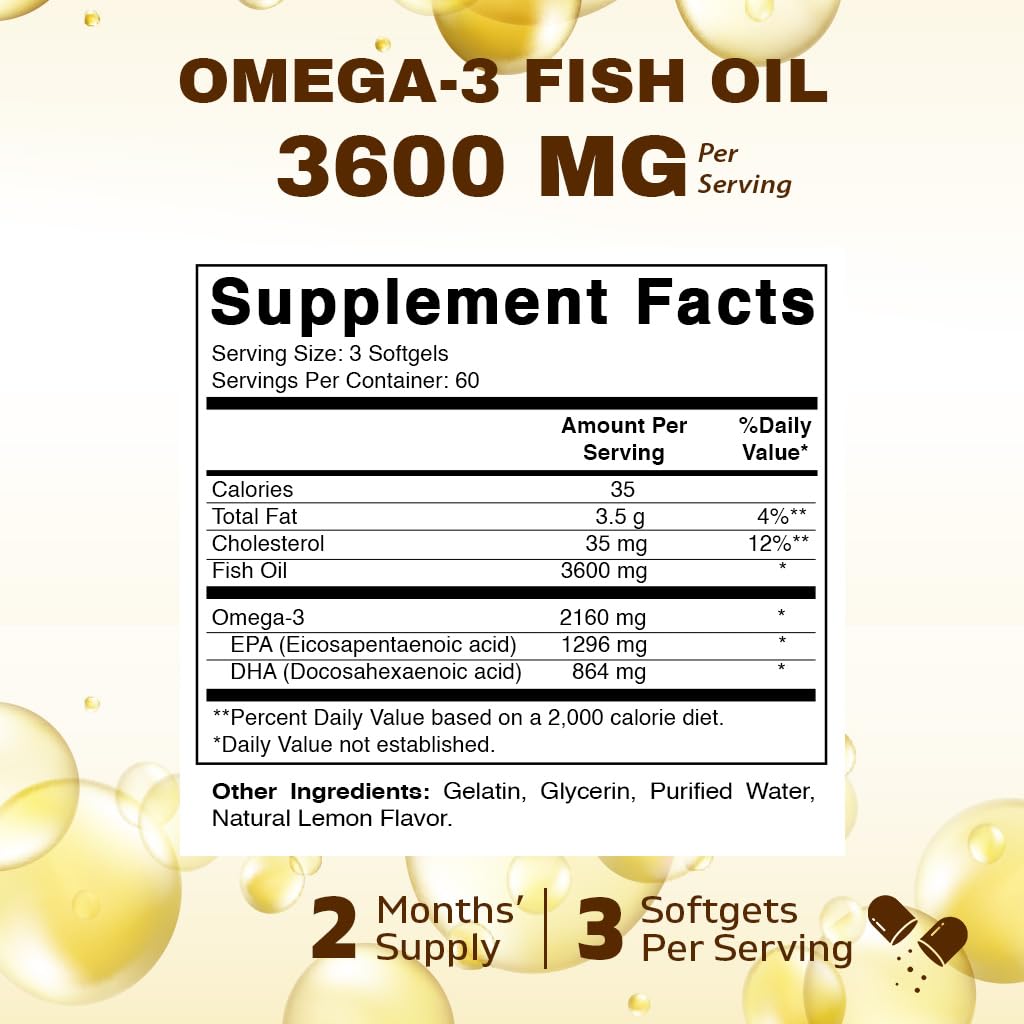 Omega 3 Fish Oil 3600mg Softgels O19504