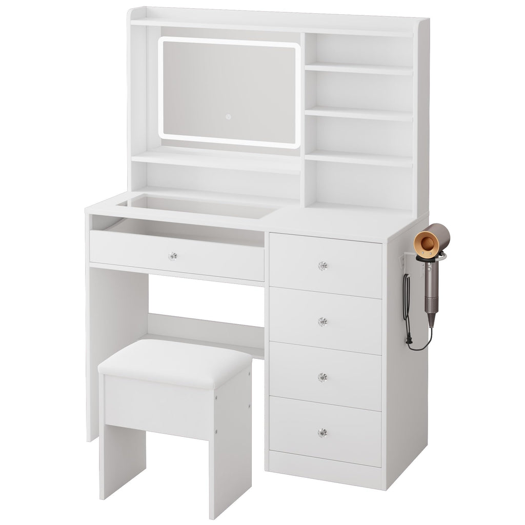 White Vanity Desk Set with Glass Desktop Q4881