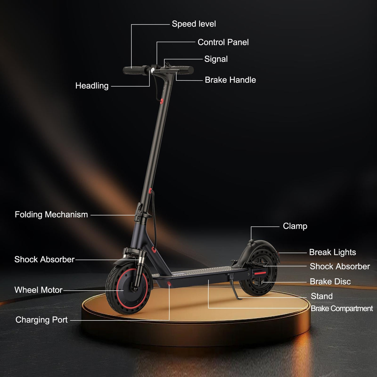 Electric Scooter with Dual Suspension and Braking System G436034
