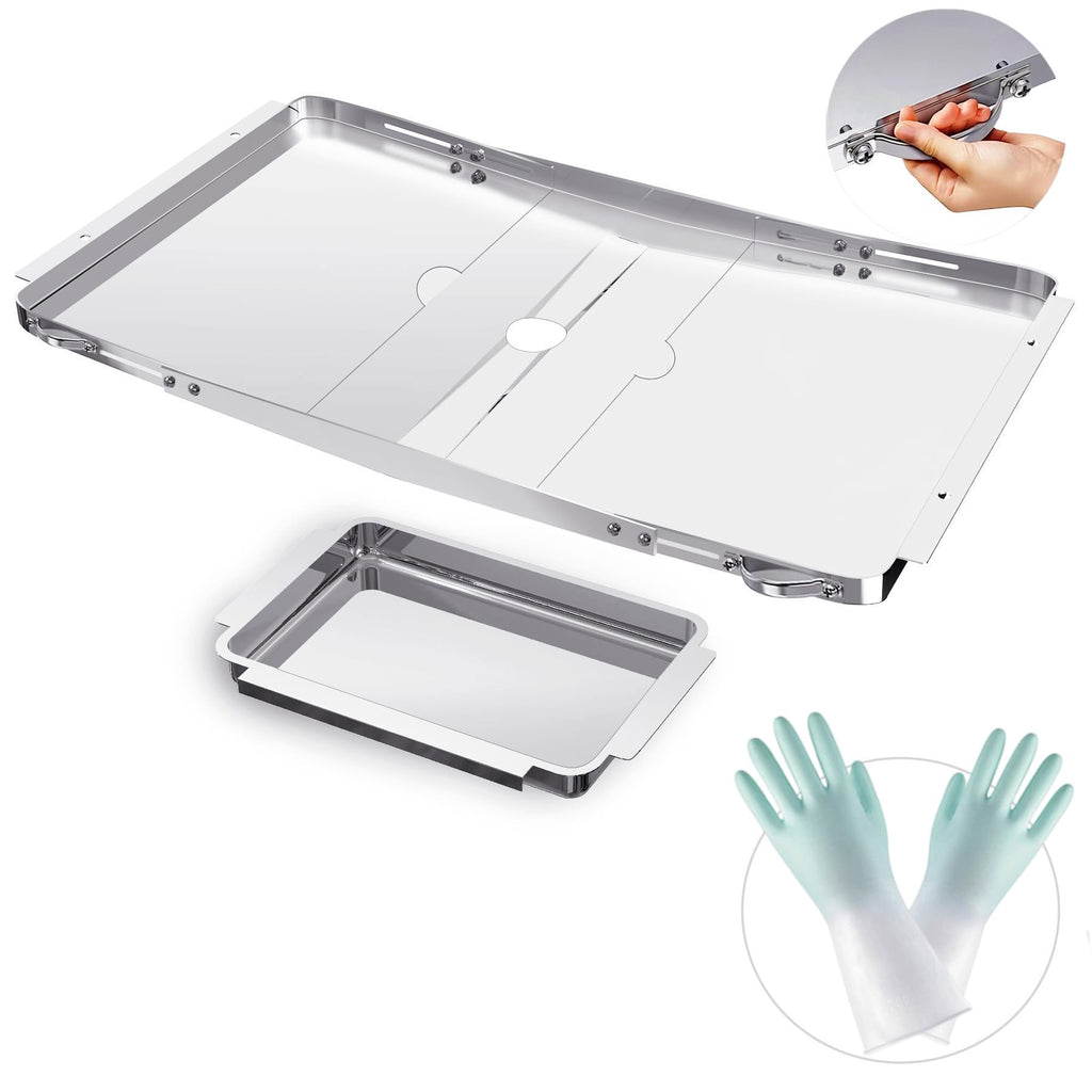 Adjustable Stainless Steel Grill Grease Tray with Catch Pan H98509