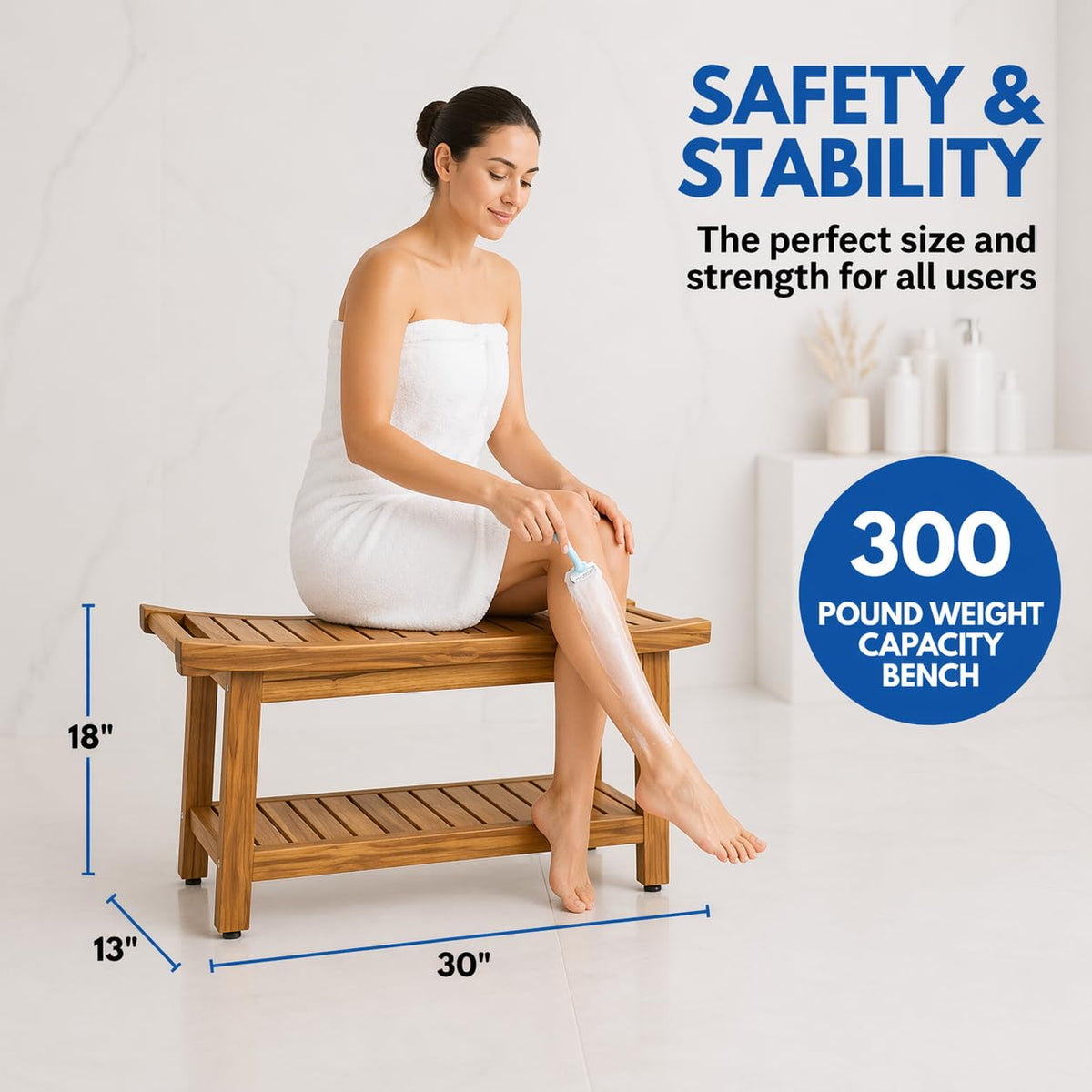 30-Inch Teak Shower Bench B550