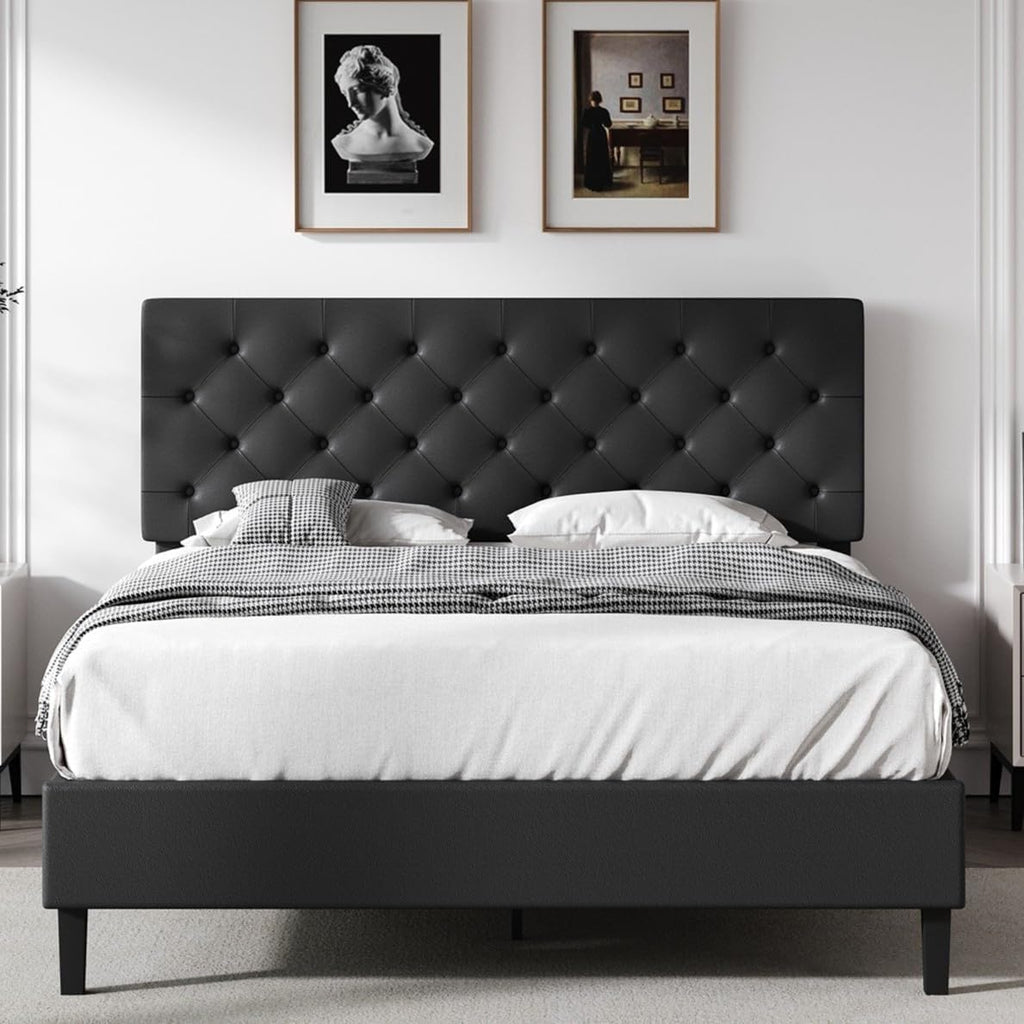 Queen Faux Leather Bed Frame with Headboard B5959