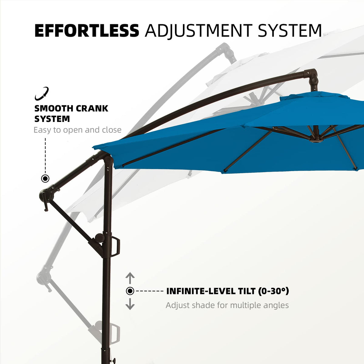 10ft Blue Offset Cantilever Patio Umbrella with Base M538