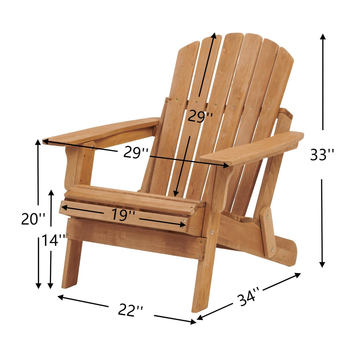 100 lbs Capacity Solid Wood Adirondack Chair M2802