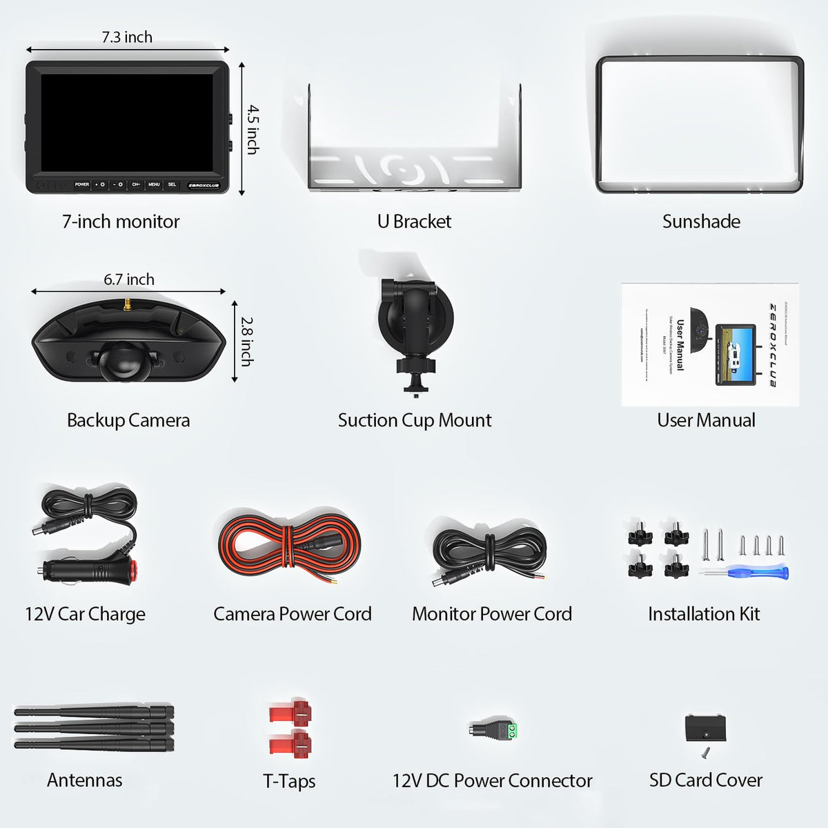 1080P 7" Wireless RV Backup Camera System with DVR Monitor V409