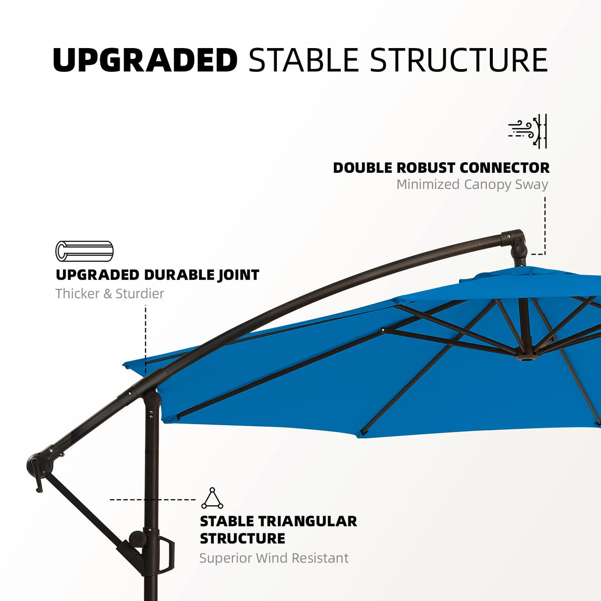 10ft Blue Offset Cantilever Patio Umbrella with Base M538