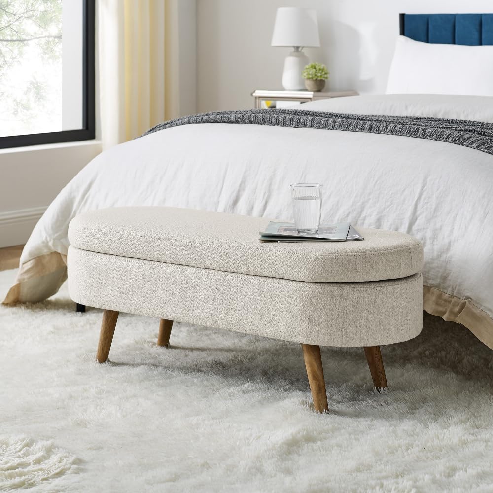 Oval Storage Bench with Rubber Wood Legs F673