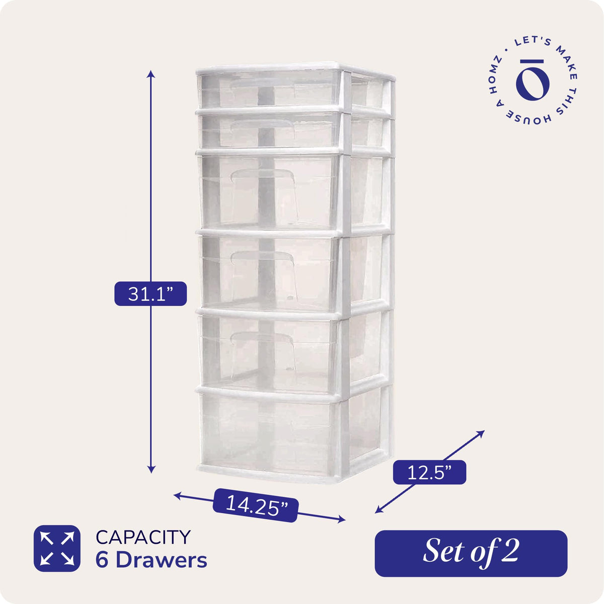 6 Drawer Plastic Storage Cart 2 Pack S410801