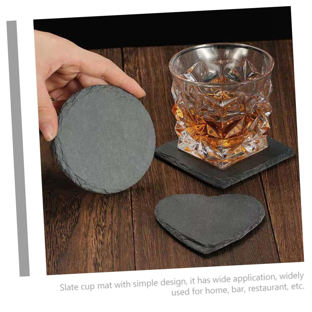 Black 12pcs Natural Stone Cup Coaster Set H3549