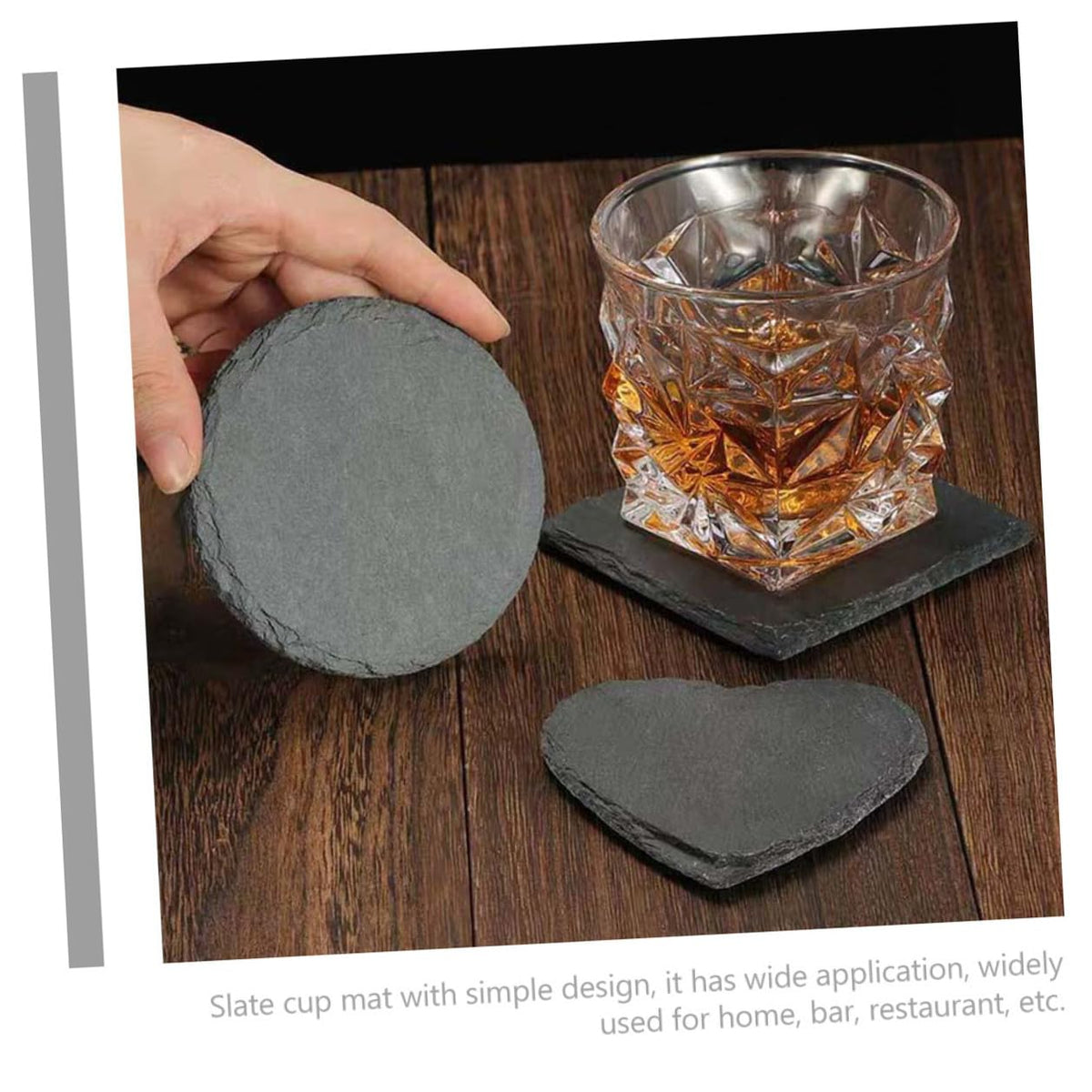 Black 12pcs Natural Stone Cup Coaster Set H3549