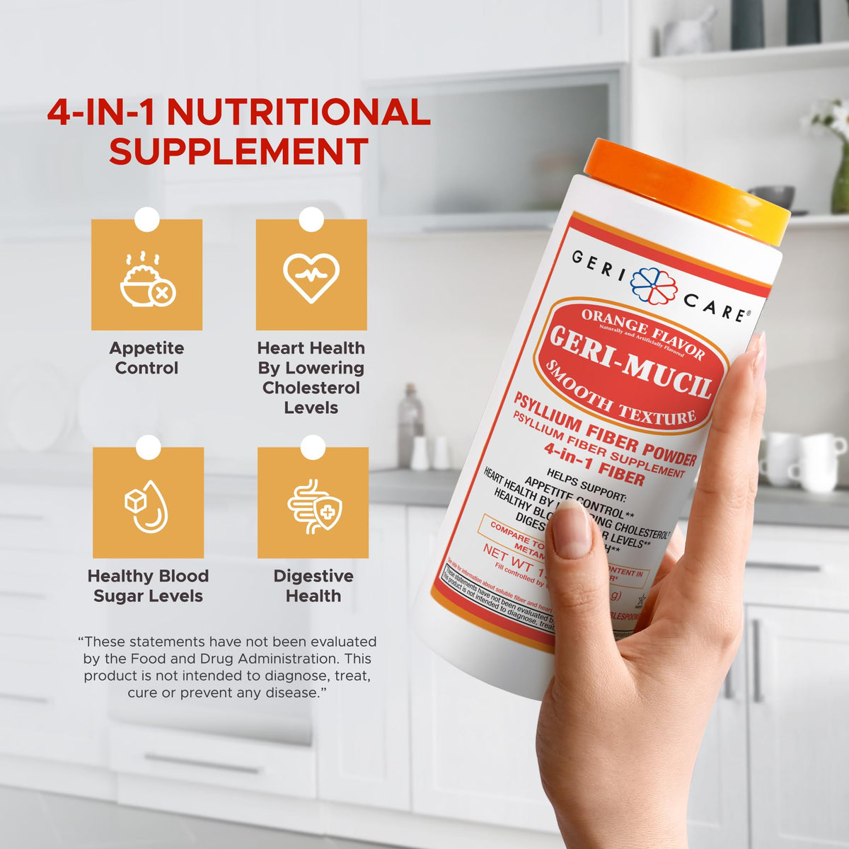 Orange-Flavor Psyllium Husk Fiber Powder 13oz J4702