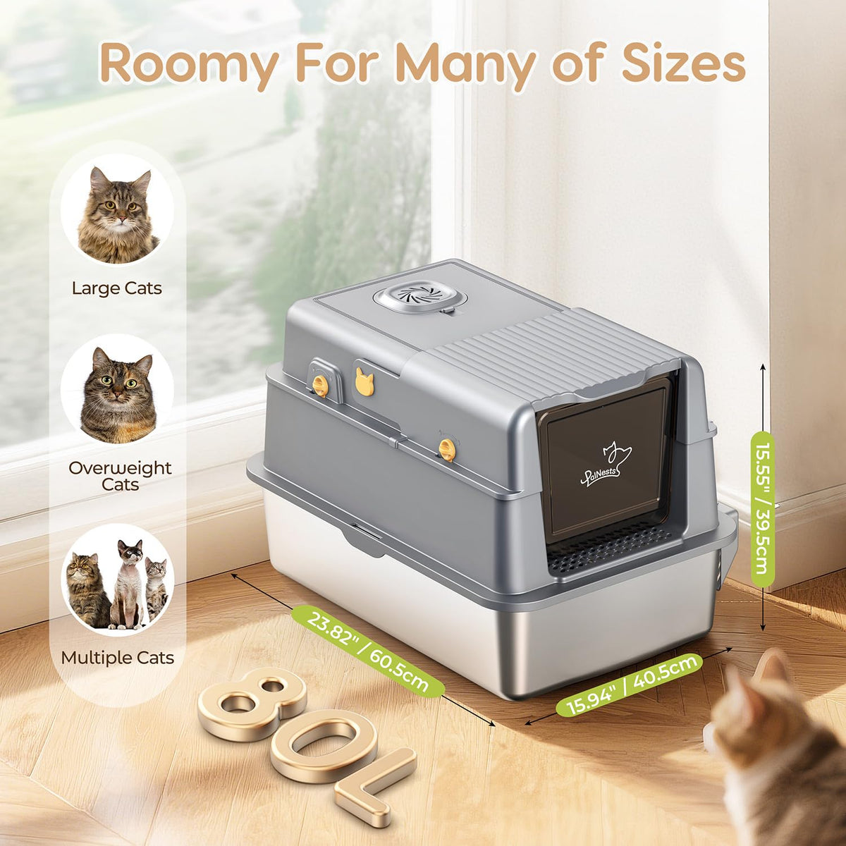 Stainless Steel Litter Box with Lid F233