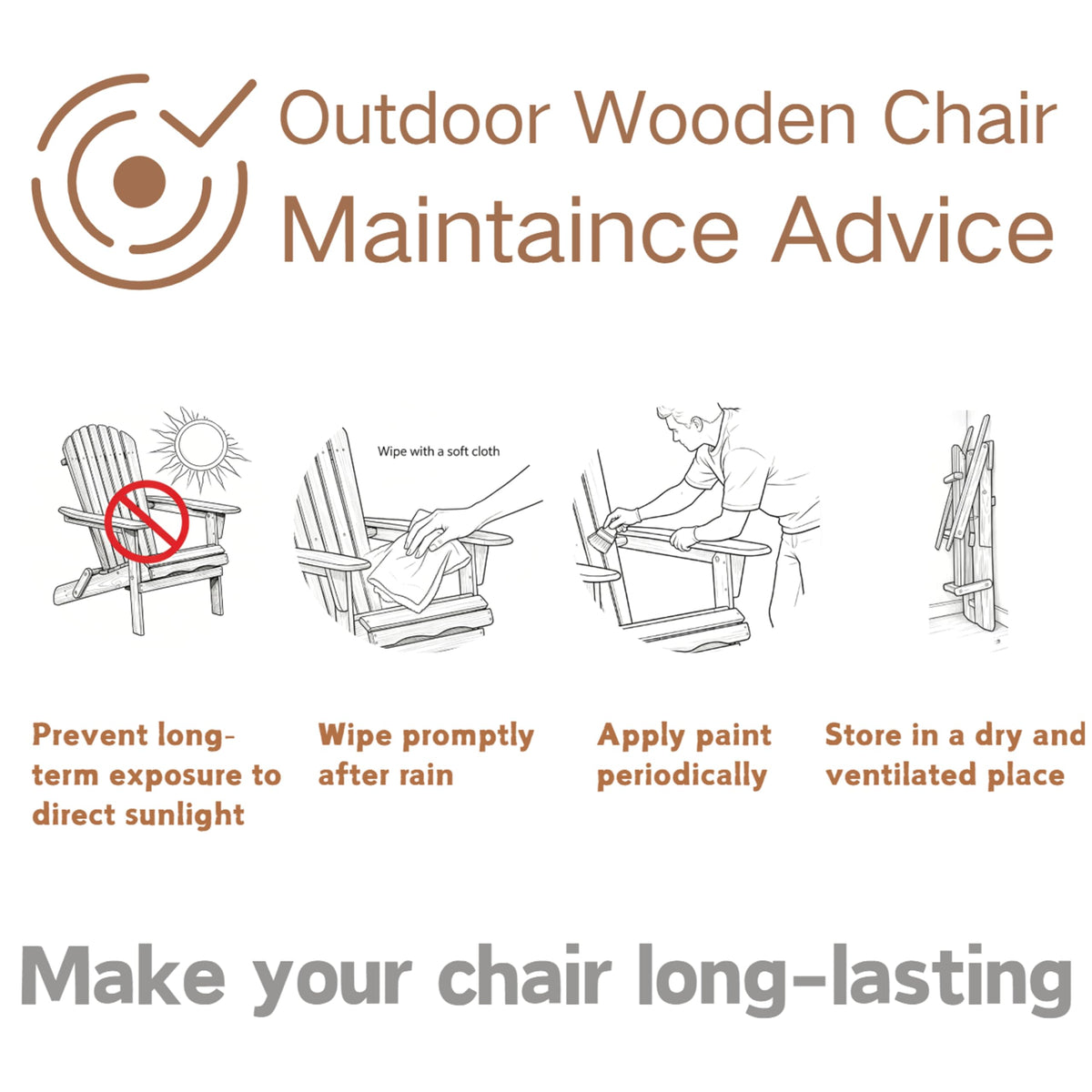 100 lbs Capacity Solid Wood Adirondack Chair M2802