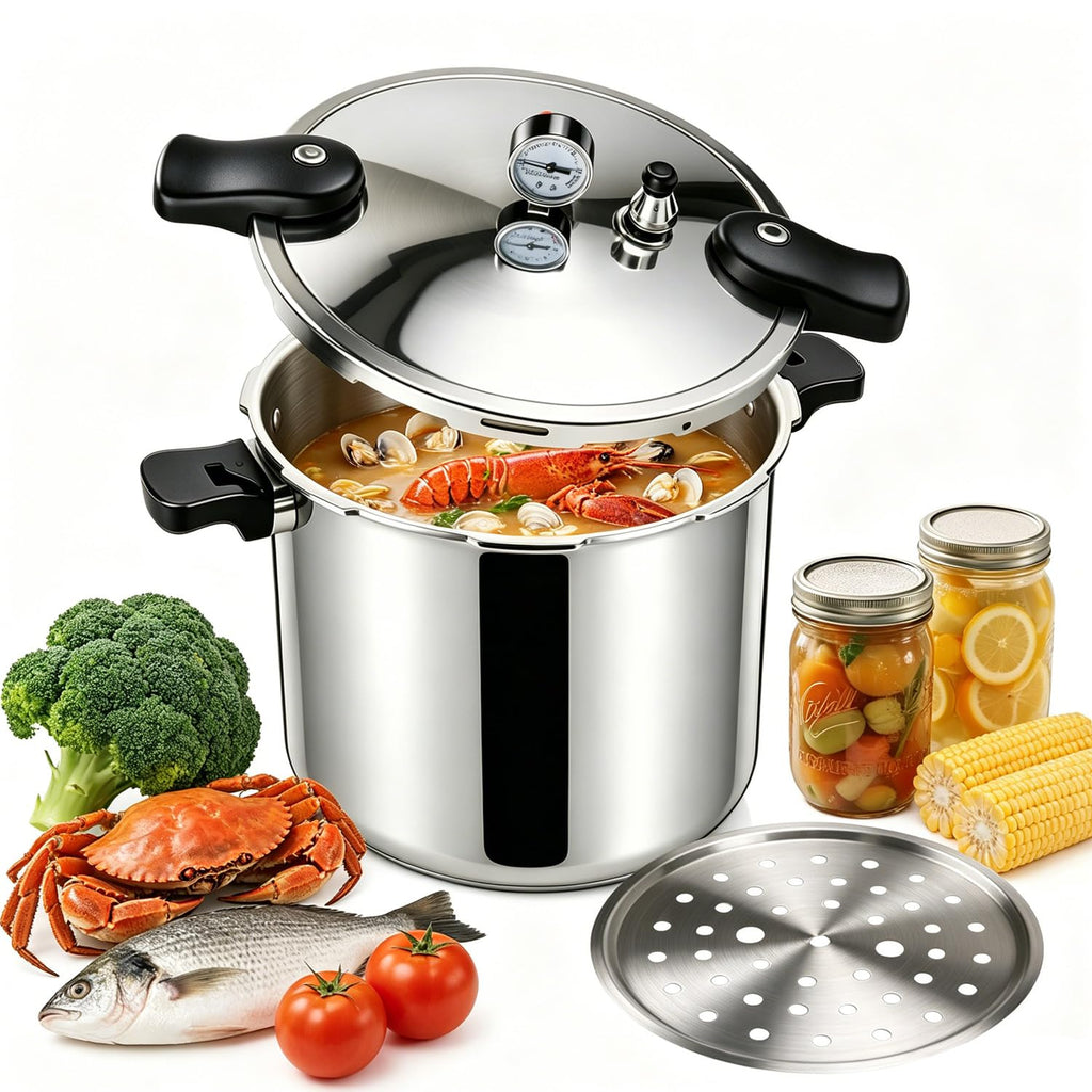 23-24QT Aluminum Pressure Cooker with Pressure Gauge L992