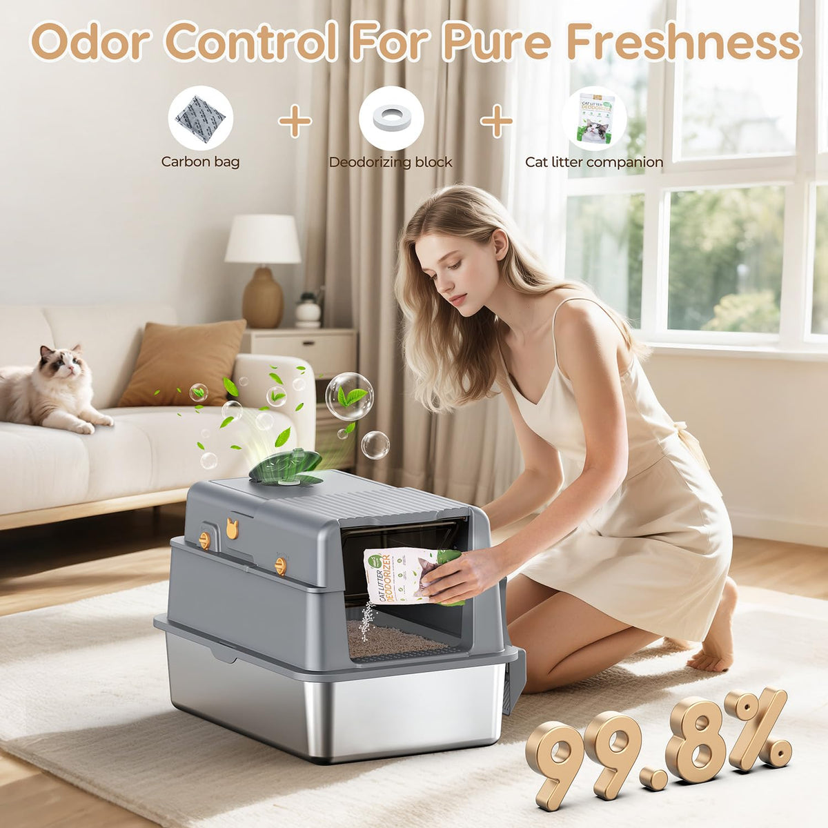 Stainless Steel Litter Box with Lid F233