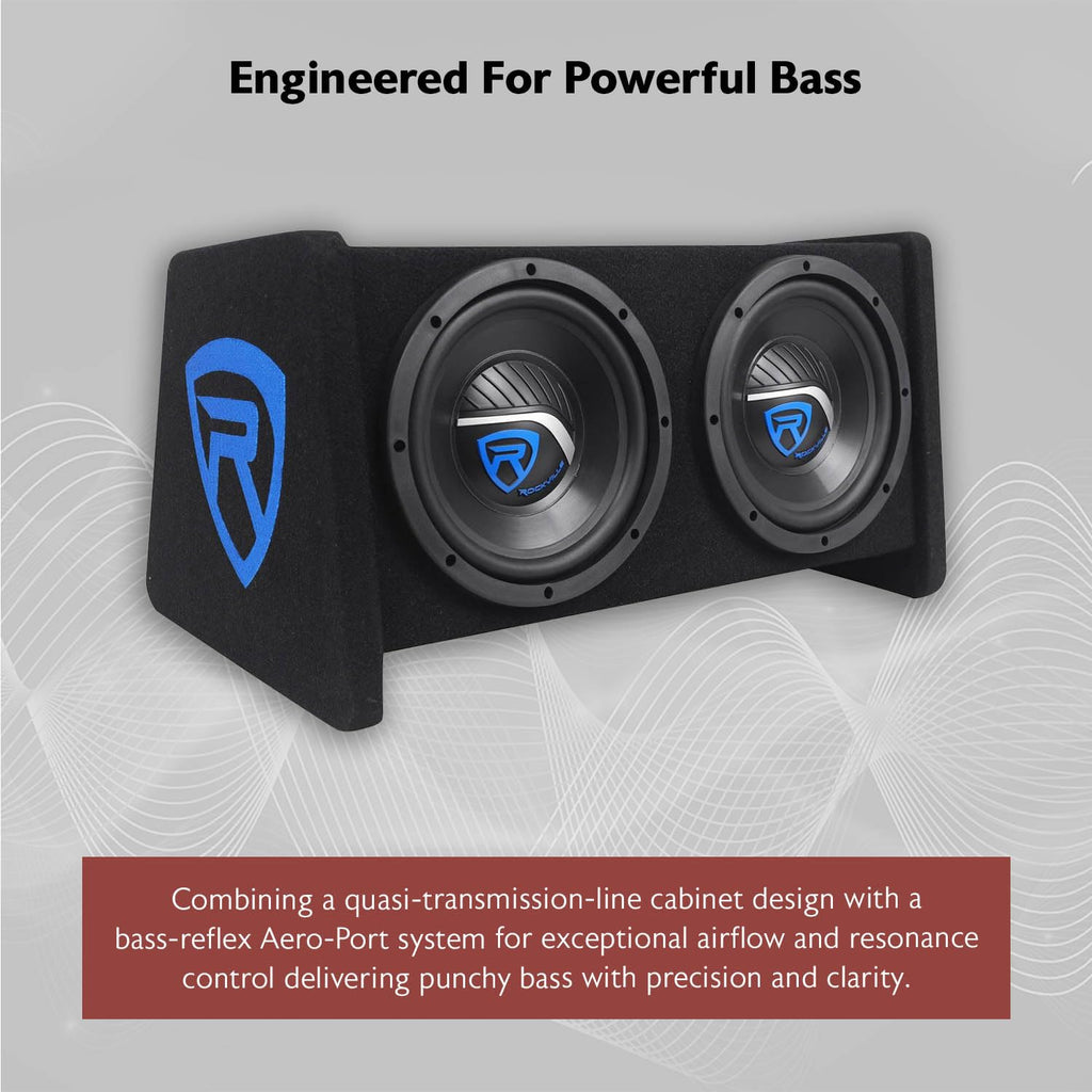 Dual 8" Car Subwoofer Enclosure with Mono Amp & Wiring Kit S699065