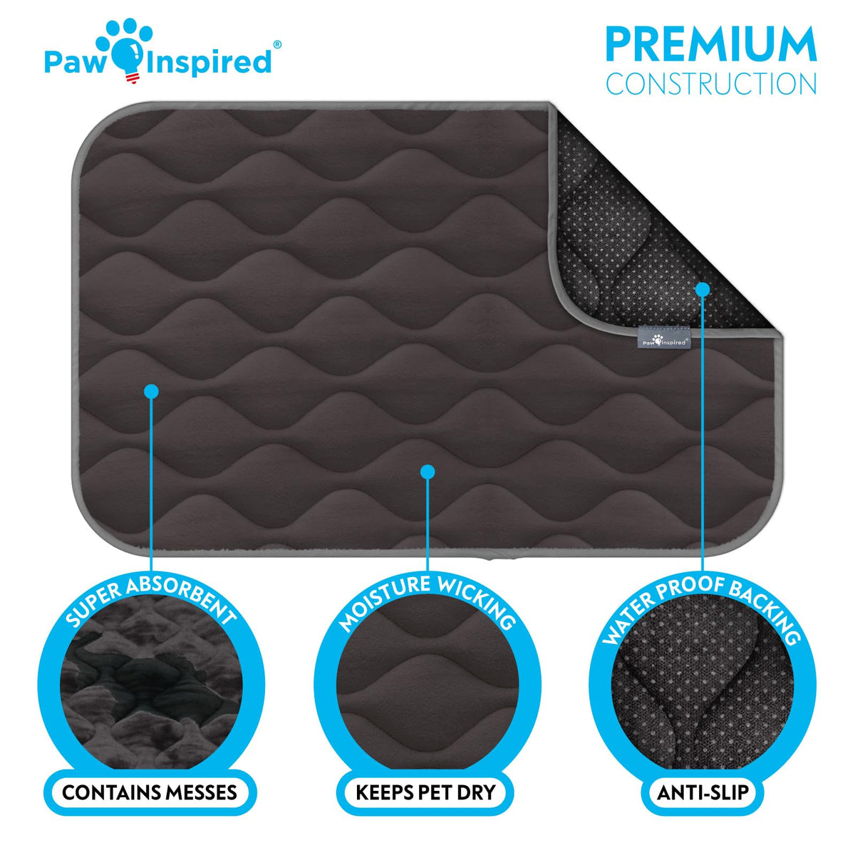 Washable Padded Crate Mats for Dogs Gray 29x18 Inch A667662