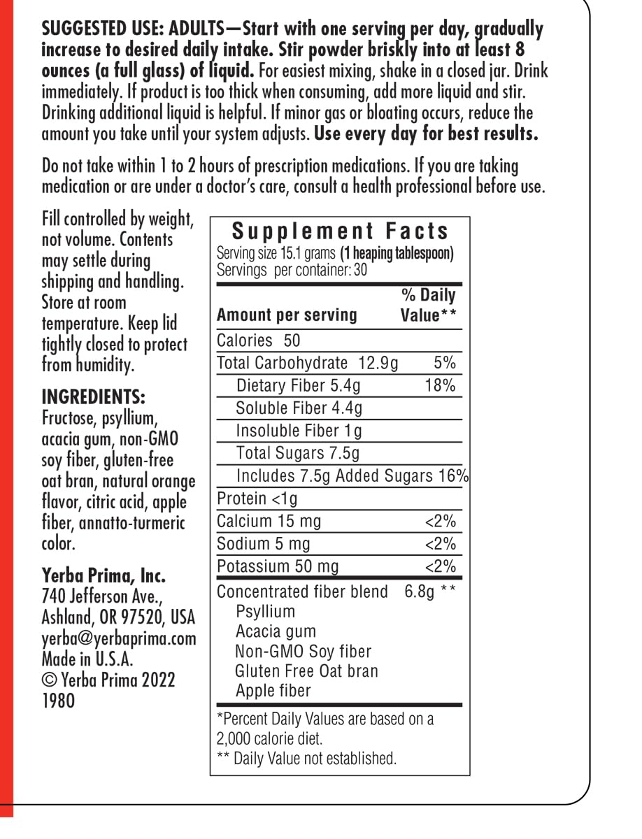 Orange Daily Fiber Formula 1 pound Gluten Free X31916