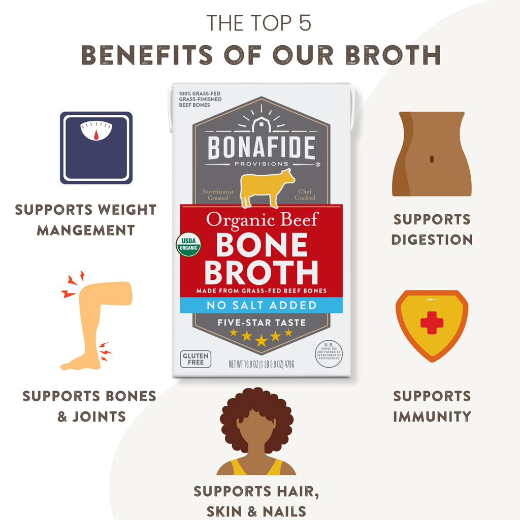 Organic Beef Bone Broth No Salt Added 16.9oz 6 Pack V335