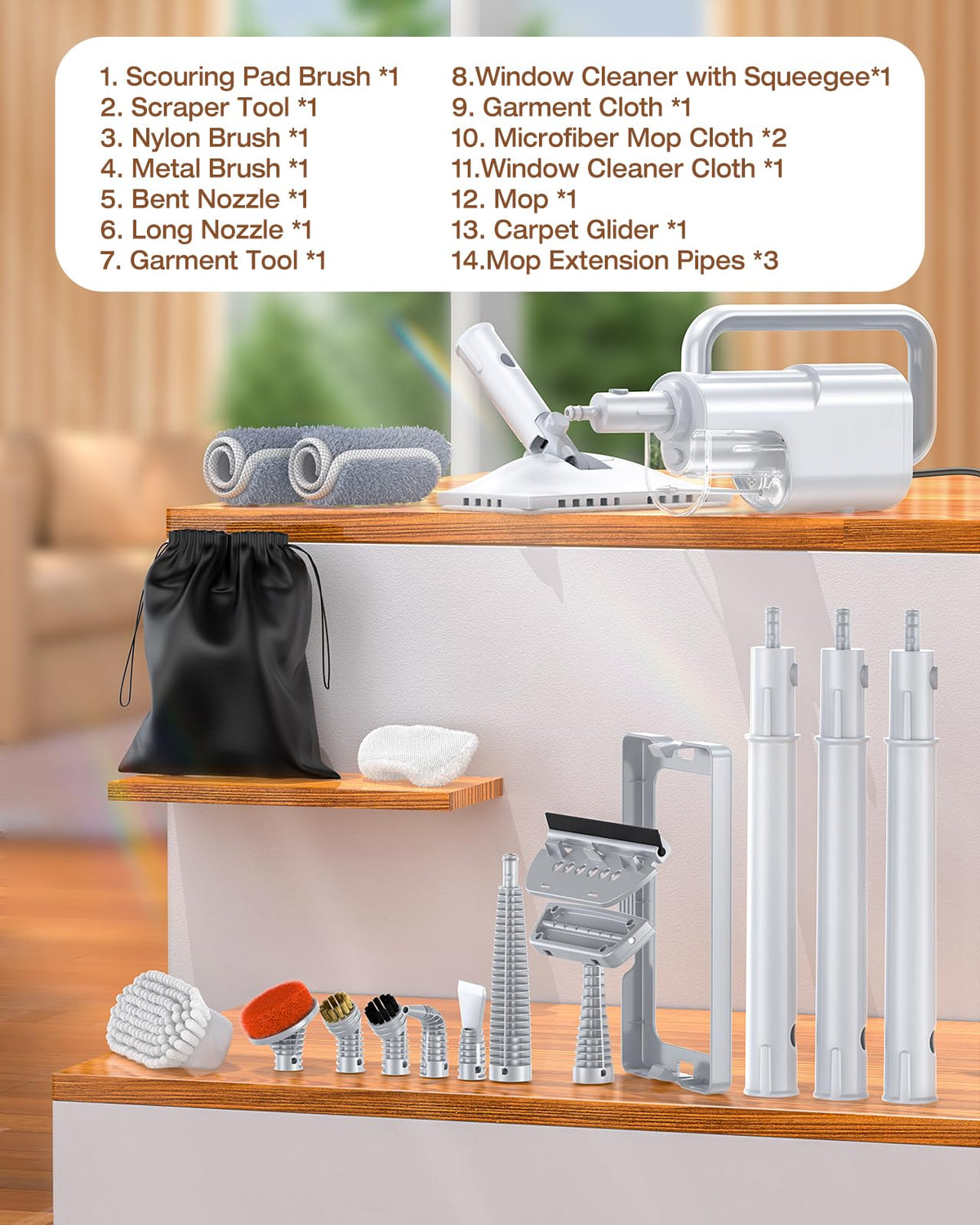 10-in-1 Detachable Handheld Steam Mop O36672