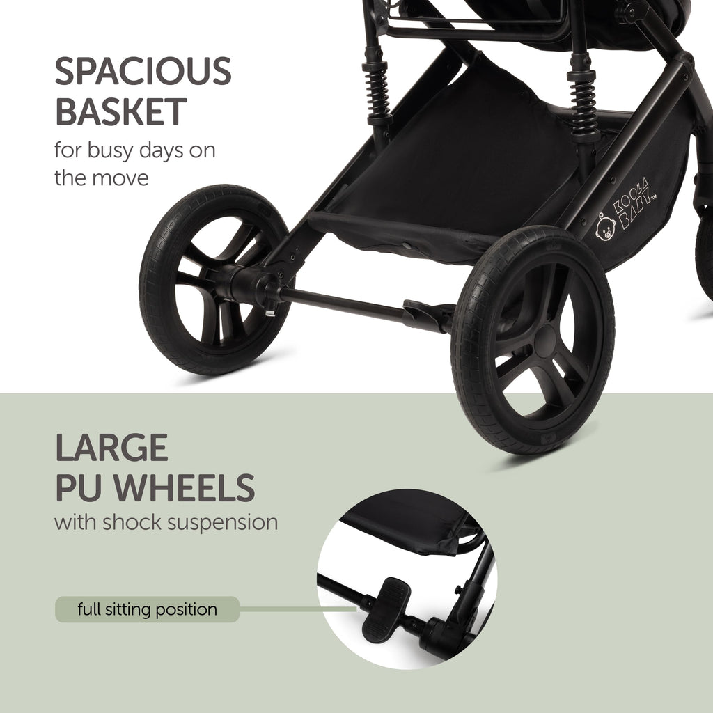 2-in-1 Foldable Baby Stroller with Extendable Canopy V183884