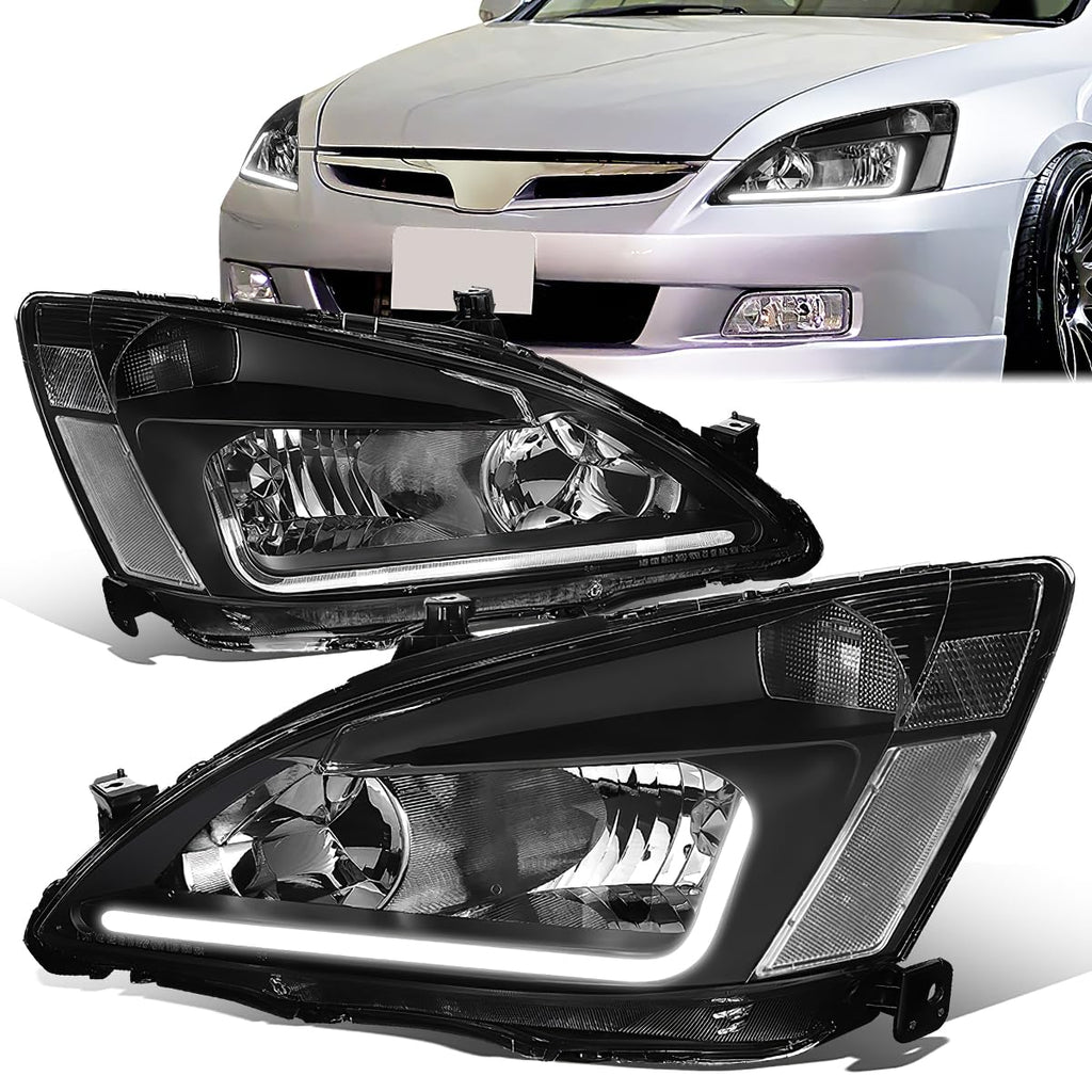 Headlight Assembly Left Right LED DRL Headlamp Set Black Housing Clear Corner F866158