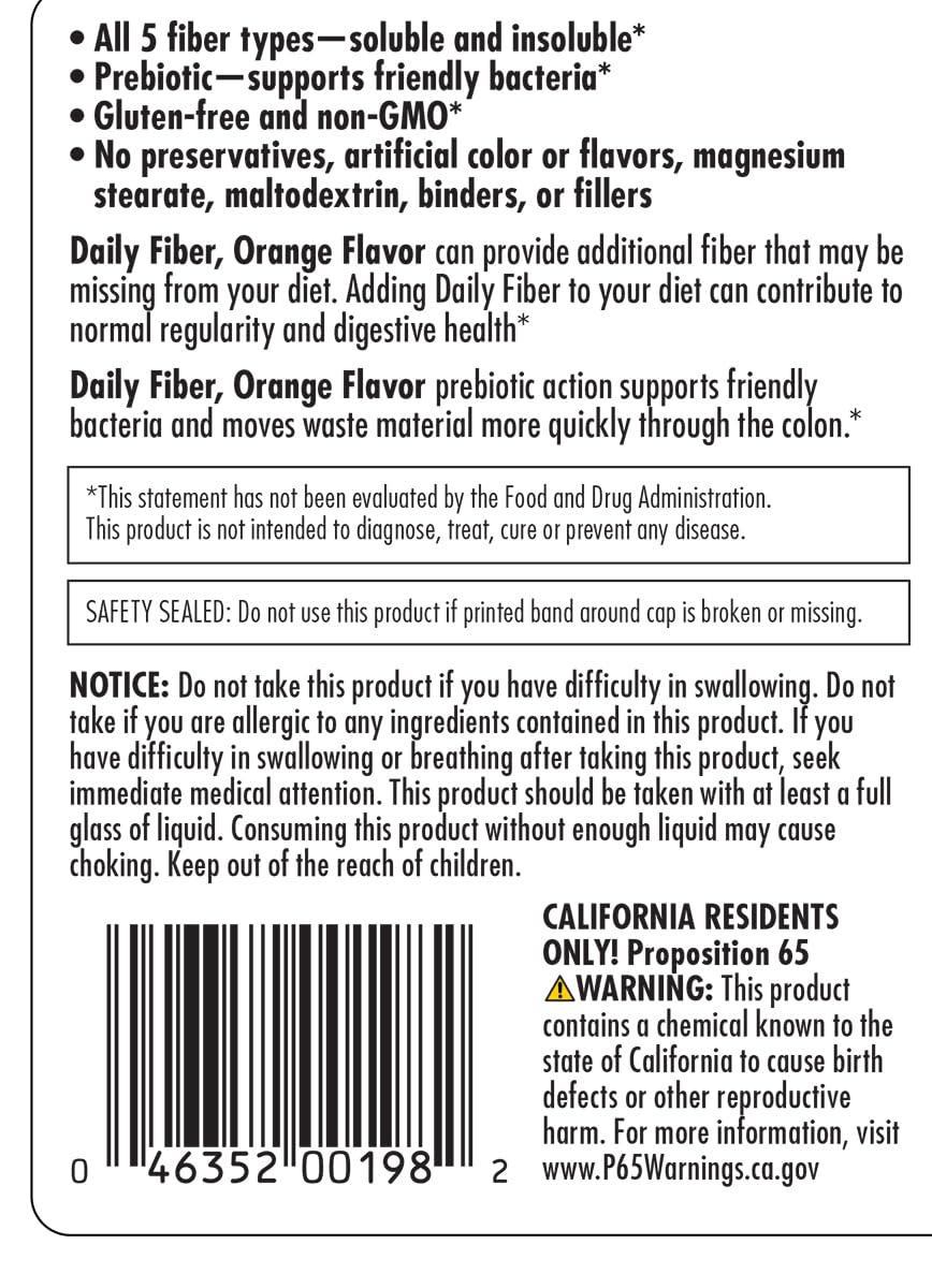 Orange Daily Fiber Formula 1 pound Gluten Free X31916