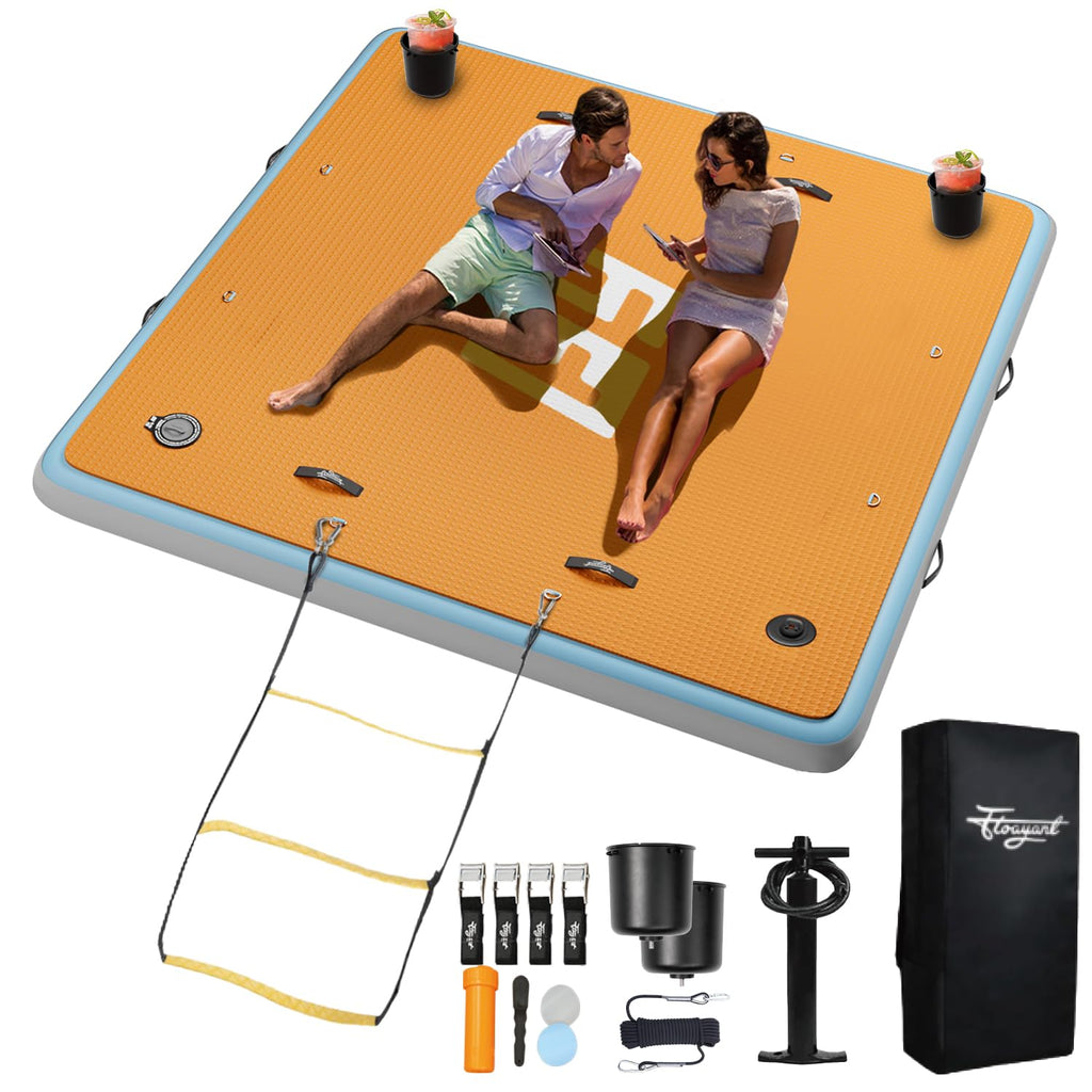 7×7' Inflatable Floating Dock with Soft Ladder E538